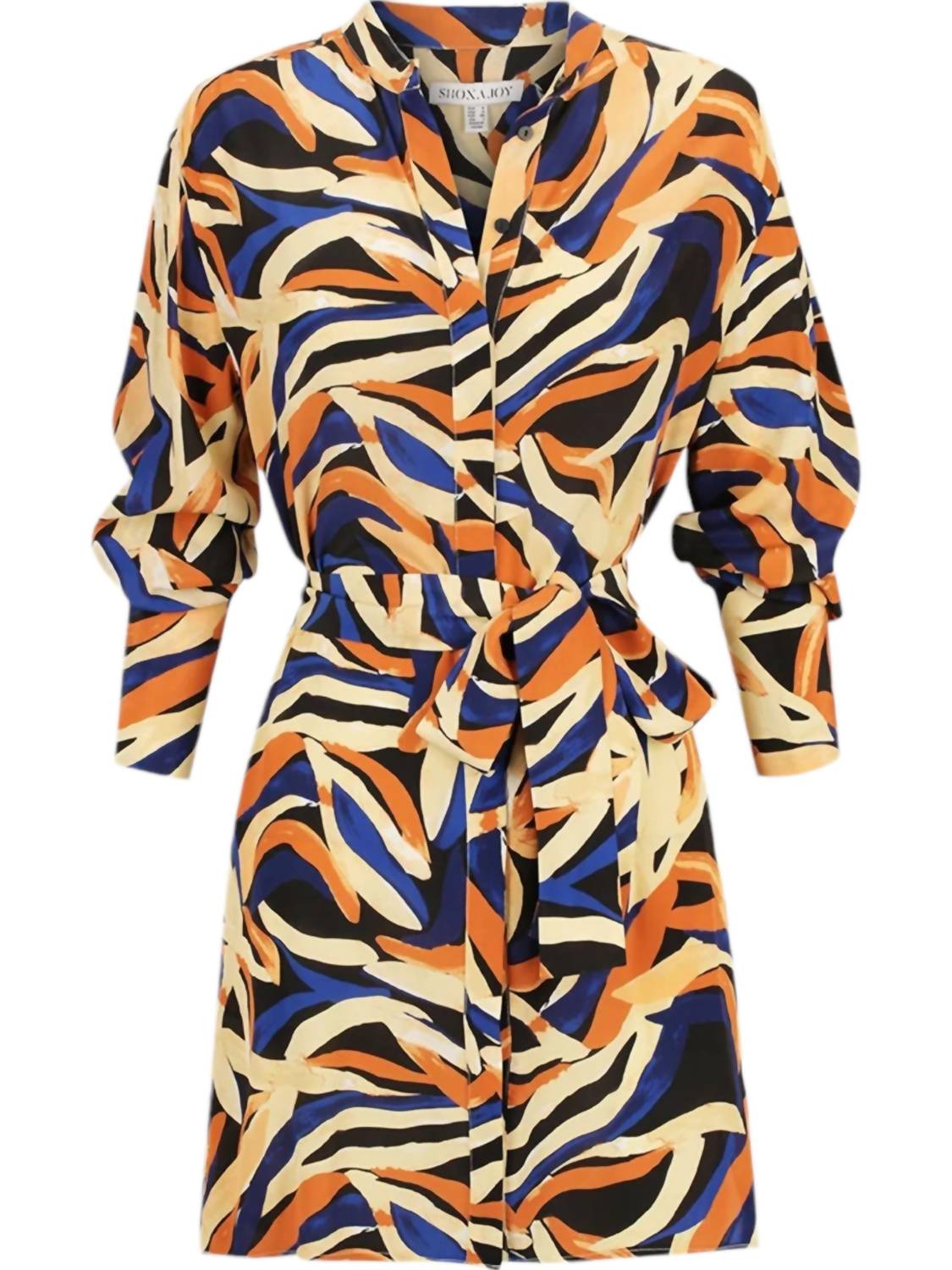 Shona Joy - PALMA SILK COLLARLESS SHIRT MINI DRESS