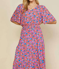 Skies Are Blue - V Neck Floral Blouse - Plus