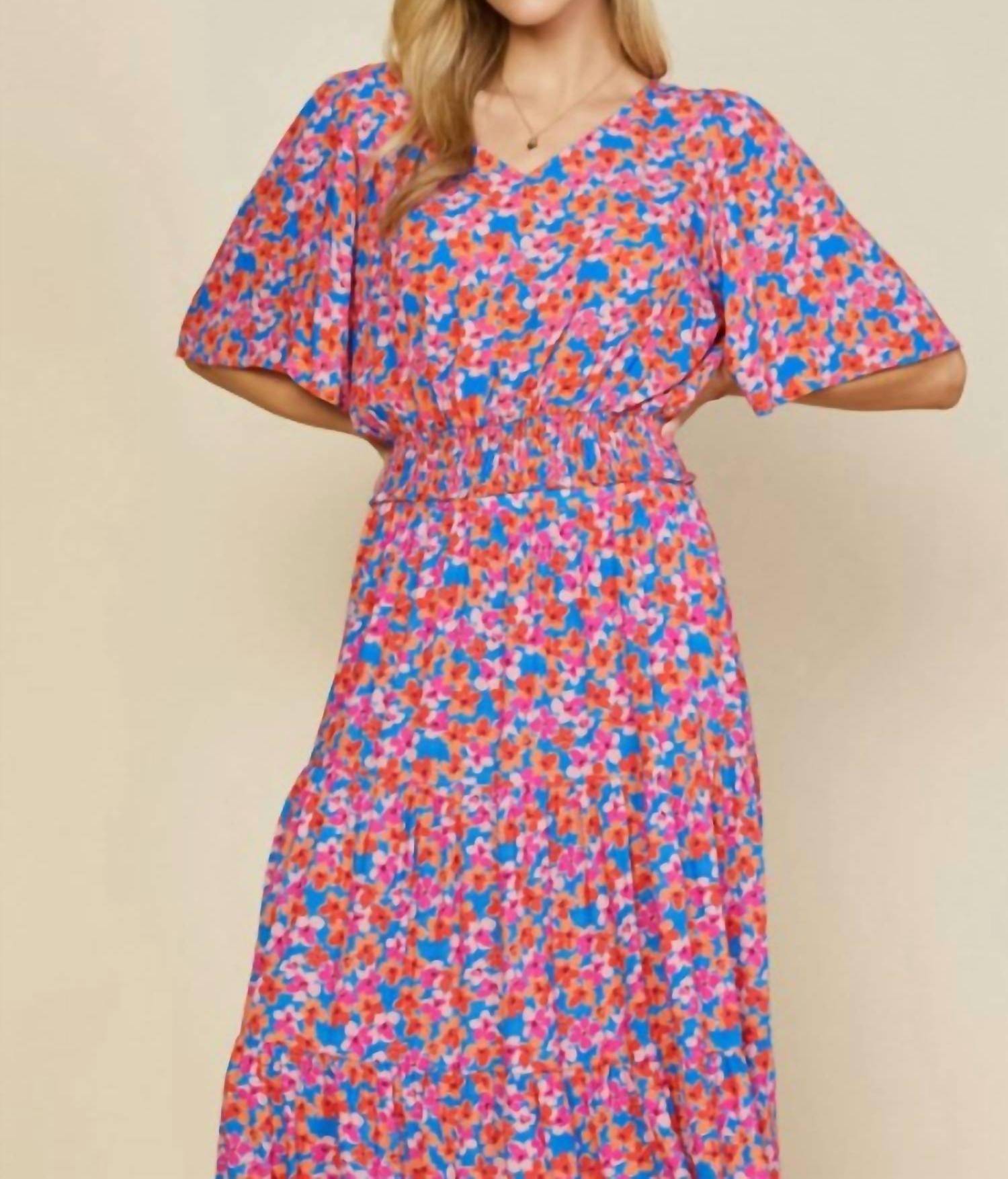 Skies Are Blue - V Neck Floral Blouse - Plus