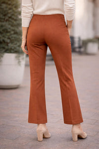 Jade pull on boot cut ankle pant in chocolate - women's pants - detail view