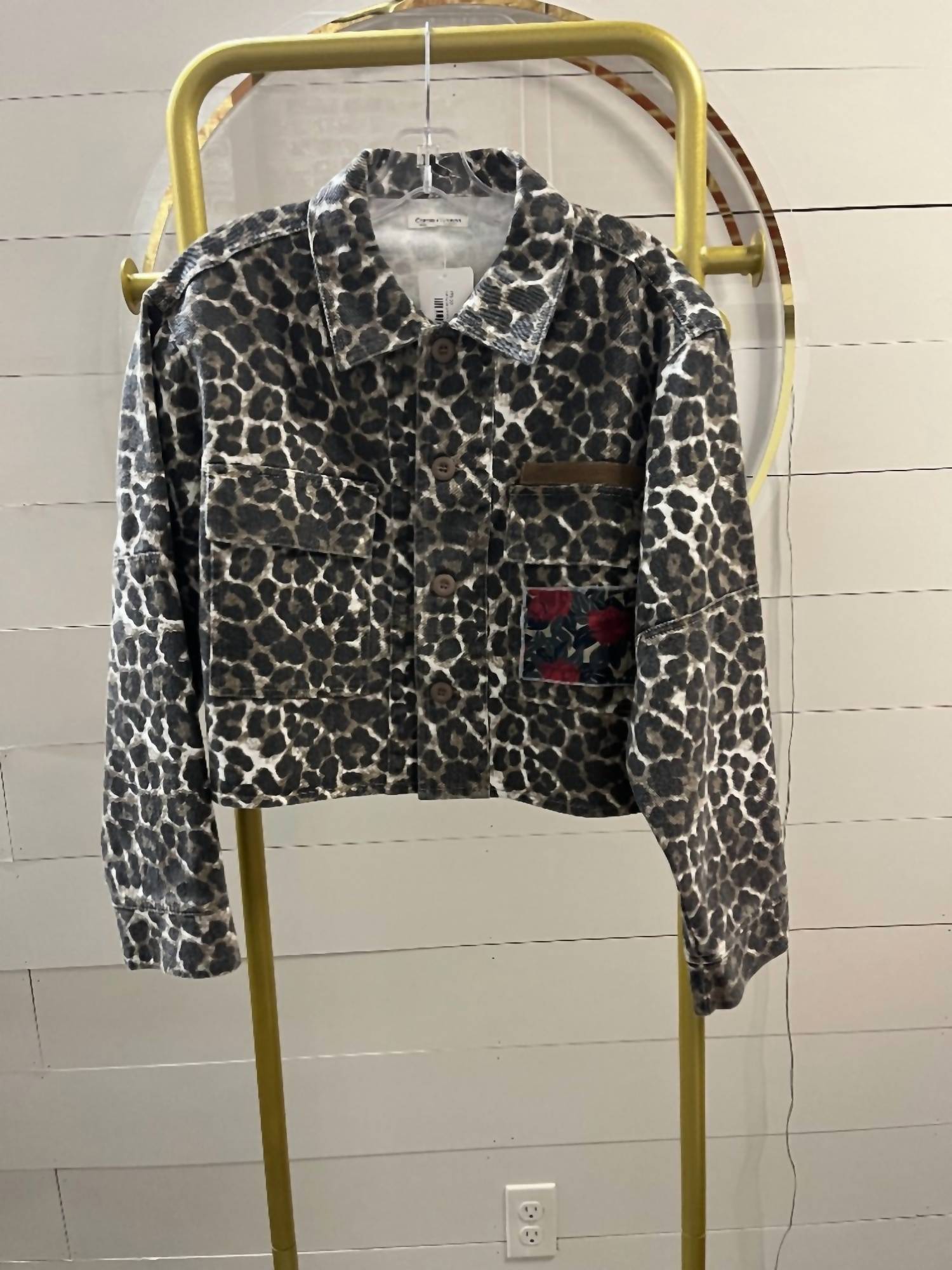 Carole Christian Women's Leopard Denim Jacket With Lace And Sequin in multi - women's jacket