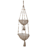 Creative Co-Op - Hand-Woven Jute Macrame 2-Tier Hanging Basket