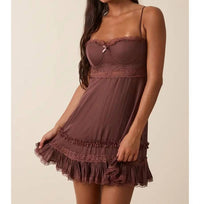 Sky To Moon - Alyssa Sweetheart Neck Lace Trim Mini Dress