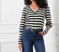 Karen Kane - Sabine Stripe Bishop Sleeve V-neck Top