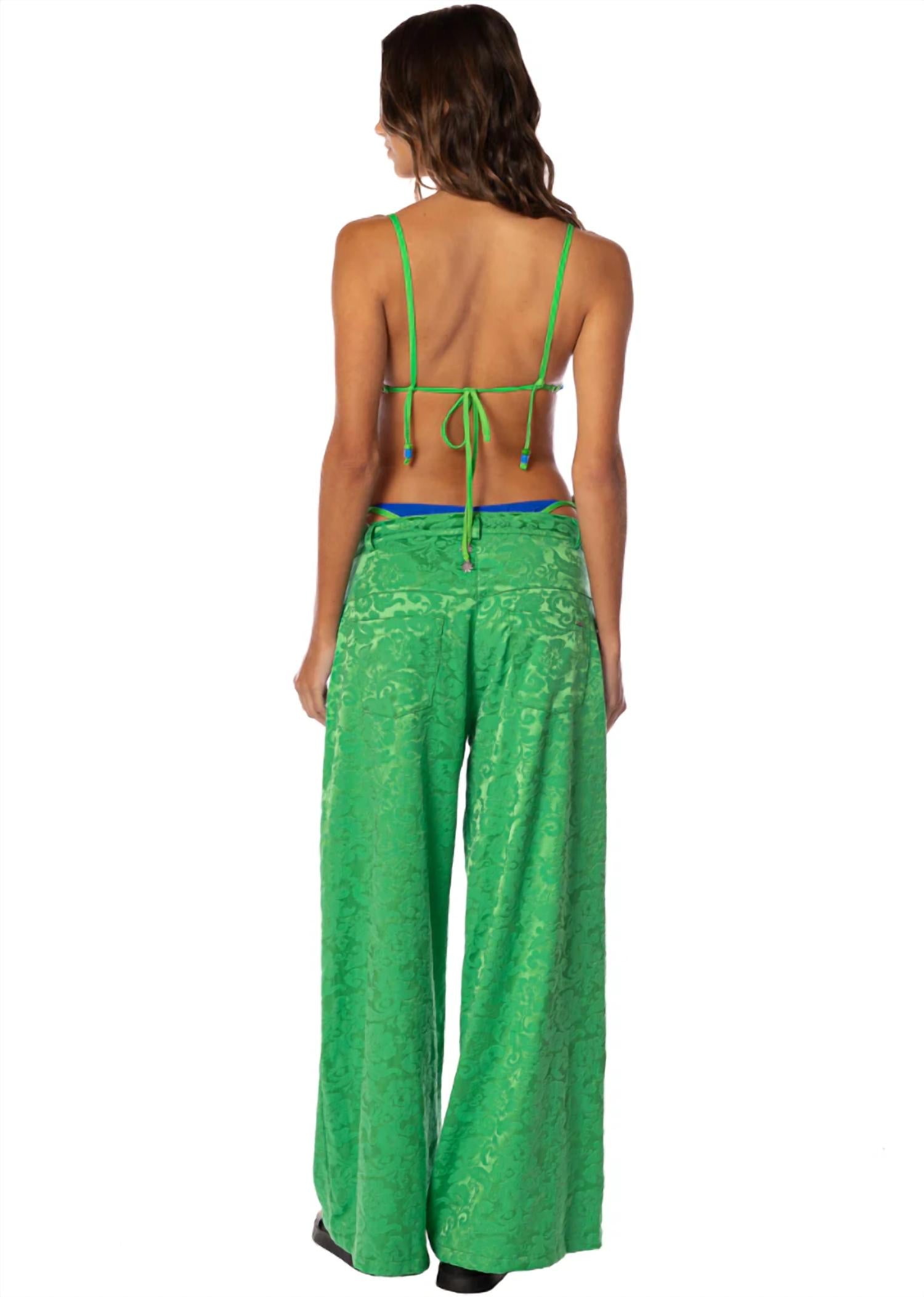 MAAJI Brocade Kimchi Pants in green - women's pants - detail view
