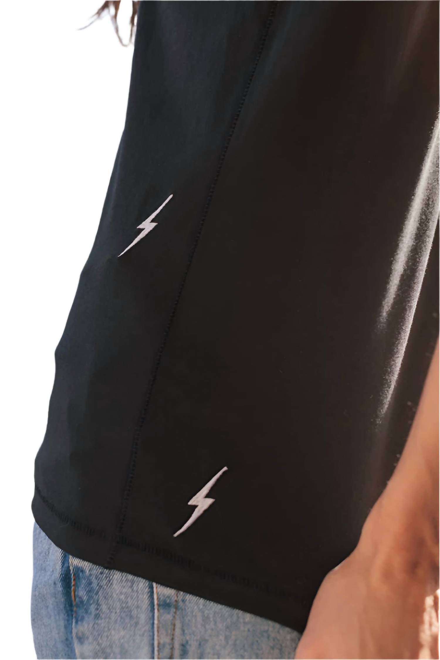 catherine gee Embroidered Bolt Cotton T-shirt in black - women's t-shirt - alternate view