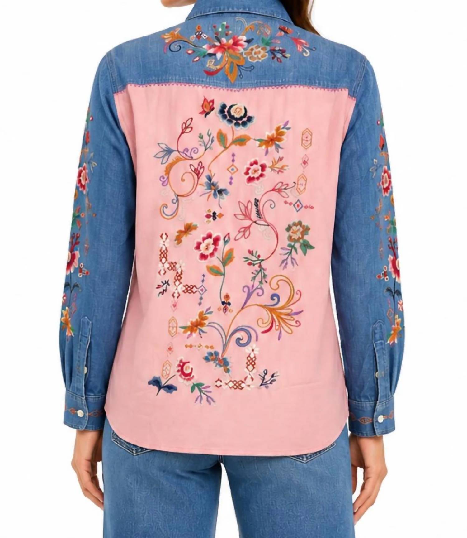 John Mark - Multi Embroidered Collared Blouse