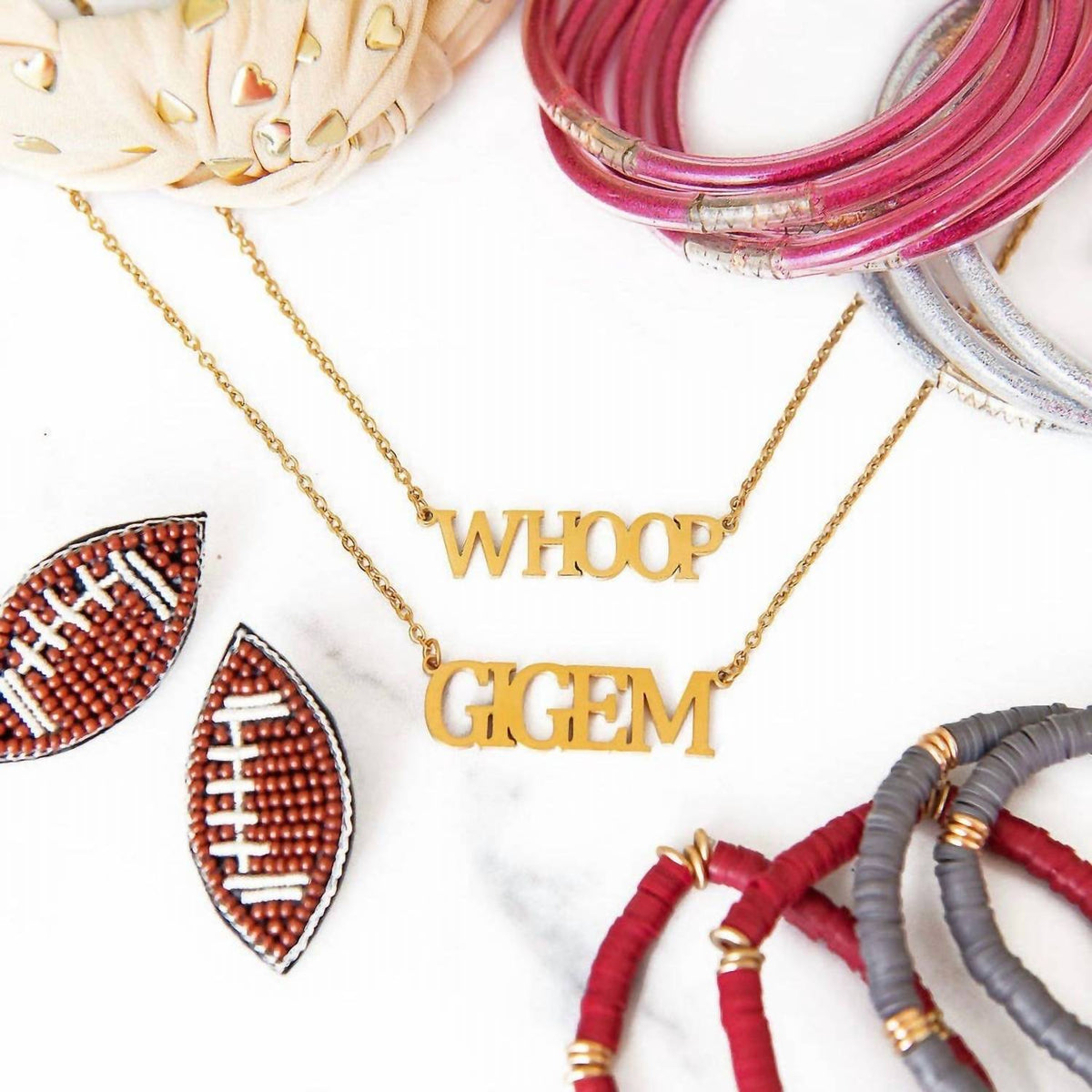 Golden Thread - Women's Texas A&m Aggies Gigem Nameplate Necklace