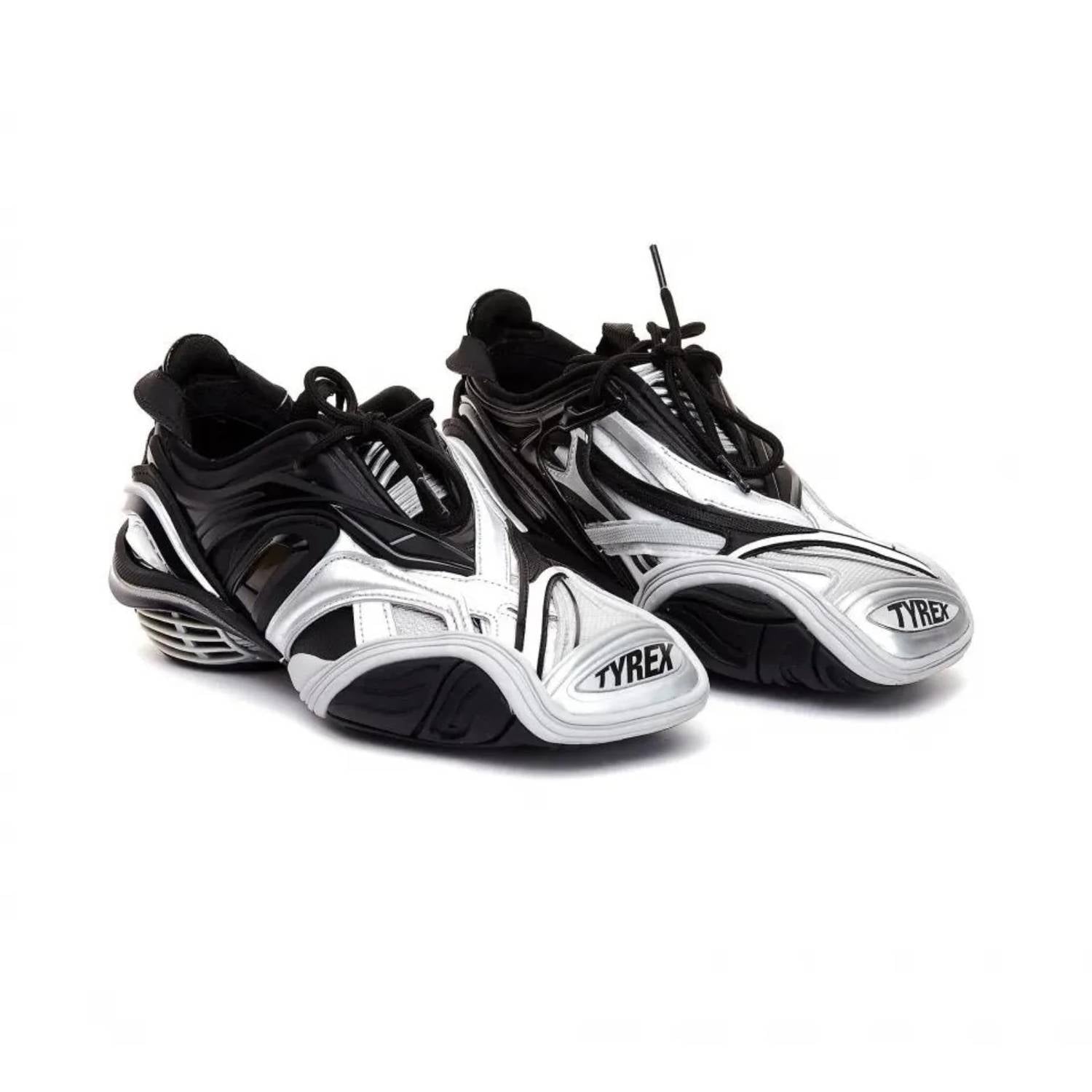 Balenciaga - Women's Tyrex Logo-print Metallic Rubber Shoes