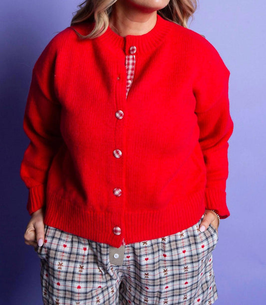 Wishlist - Plaid-button Cardigan