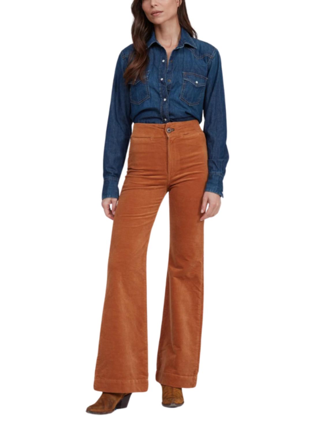 ASKK NY Brighton Wide Leg Corduroy Pants in brown - women's jeans