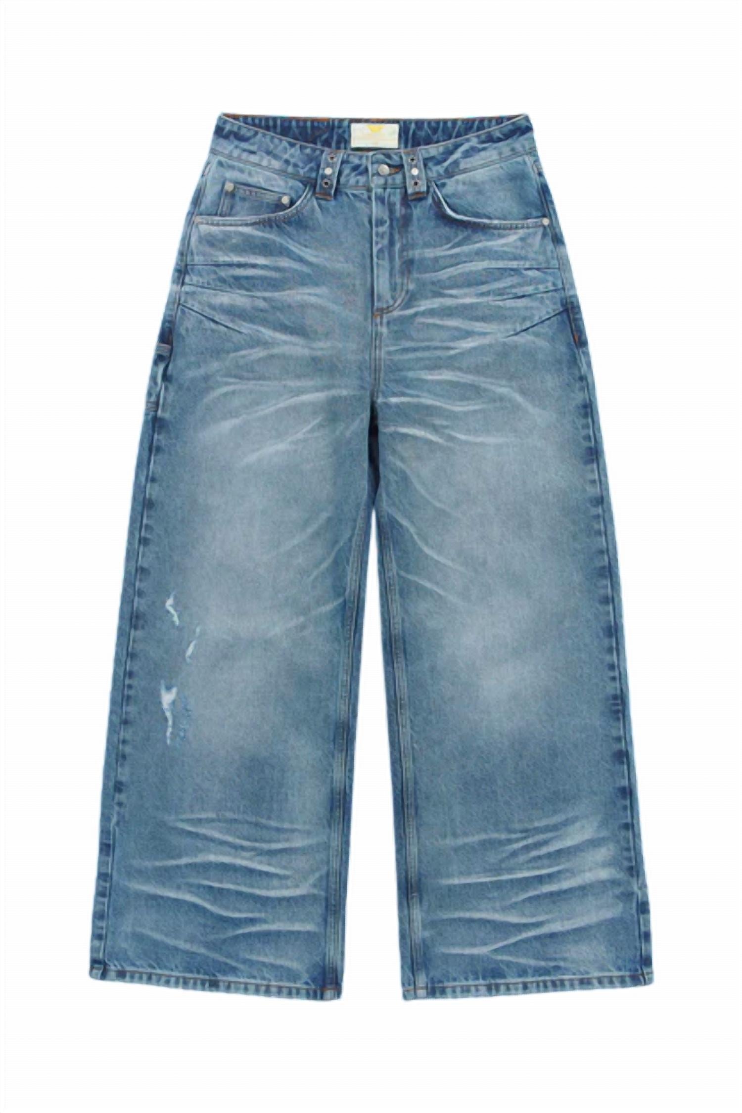 Trendt Vision - Men's Baggy Whisker Wash Denim Jeans