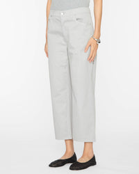 Tibi Garment Dyed Silky Cotton Cropped Slouchy Cargo Jeans in grey - women's pants - alternate view