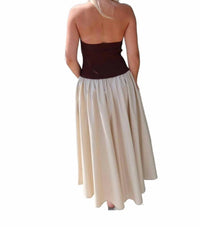 Lucy Paris - Sevilla Mixed Media Halter Maxi Dress