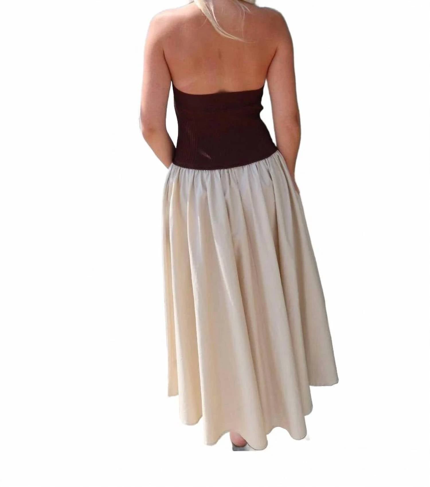 Lucy Paris - Sevilla Mixed Media Halter Maxi Dress