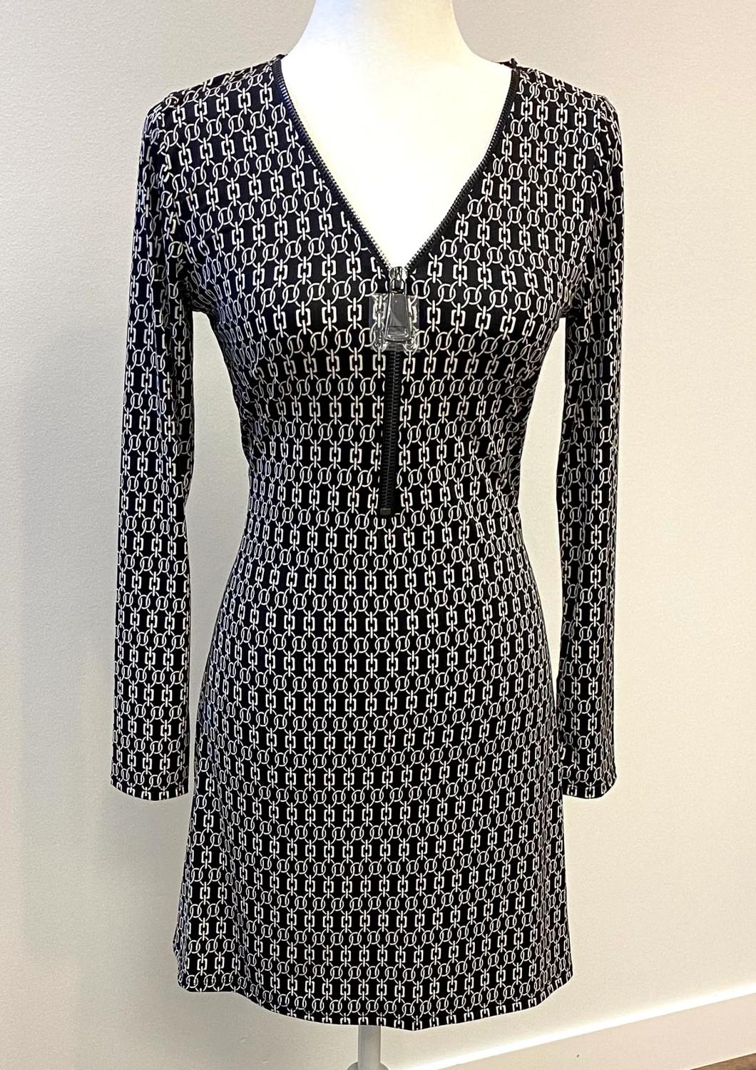 Ariella - Women's Printed Long Sleeve Zipper Dress