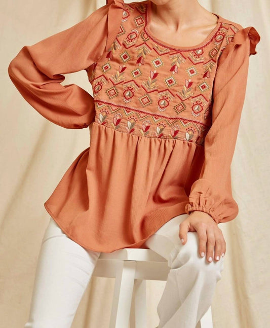 Andree By Unit - Babydoll Embroidered Top