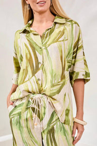 Tribal - Flowy Linen Dolman Elbow Sleeve Blouse
