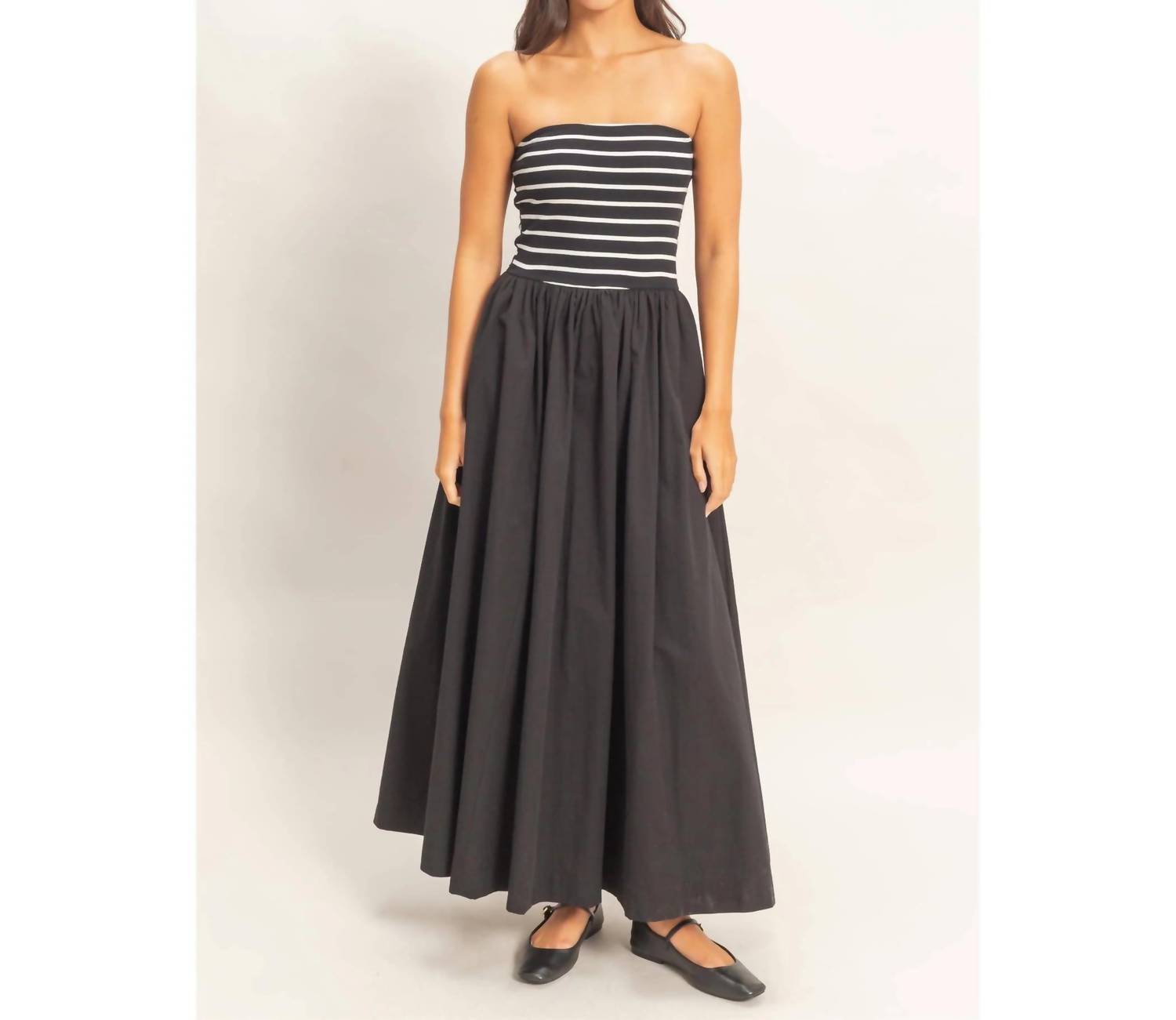 Hyfve - Striped Strapless Flowy Dress
