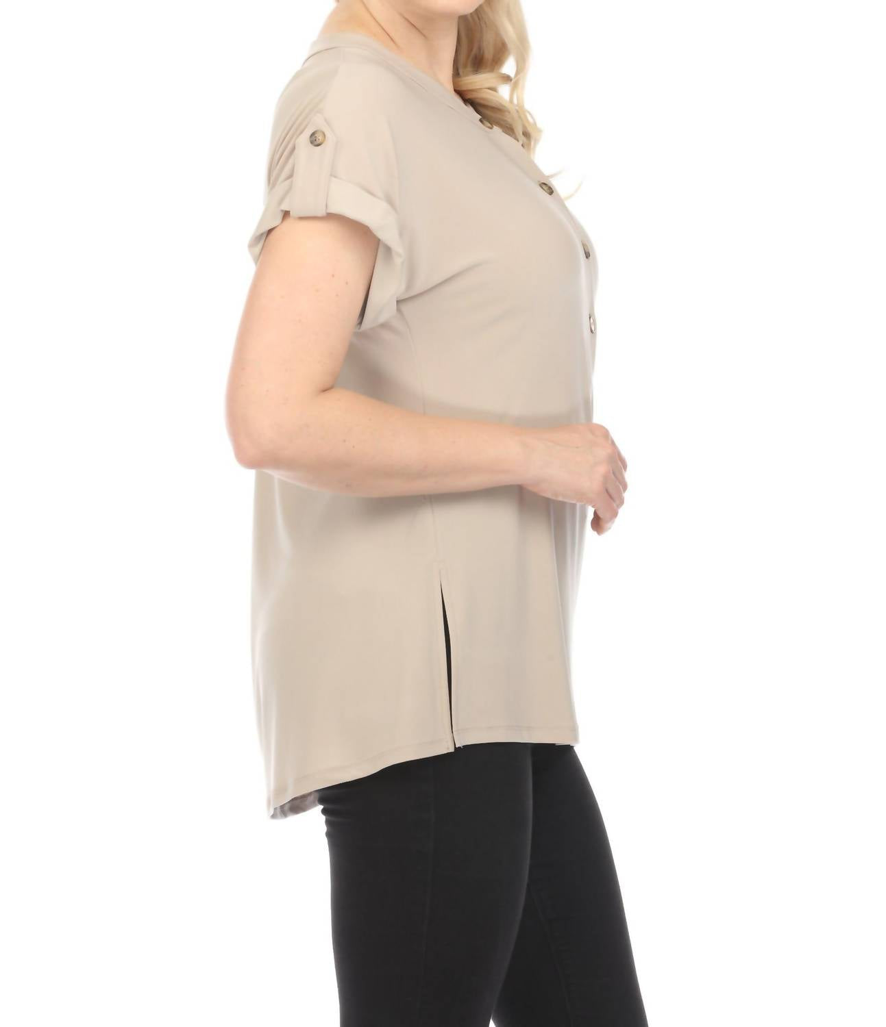 Joseph Ribkoff - Henley Roll-tab Sleeves Tunic