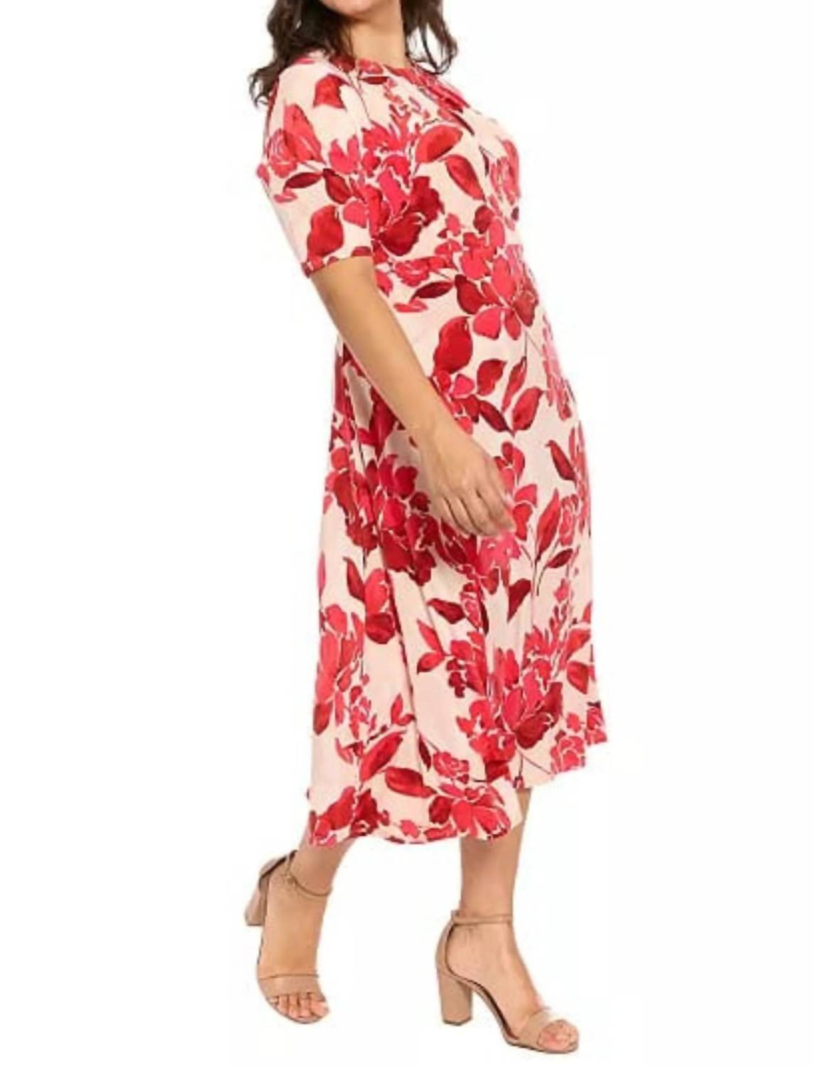 London Times - Floral Keyhole Midi Dress