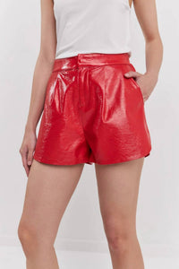 Grey Lab - High-waisted Faux Leather Short