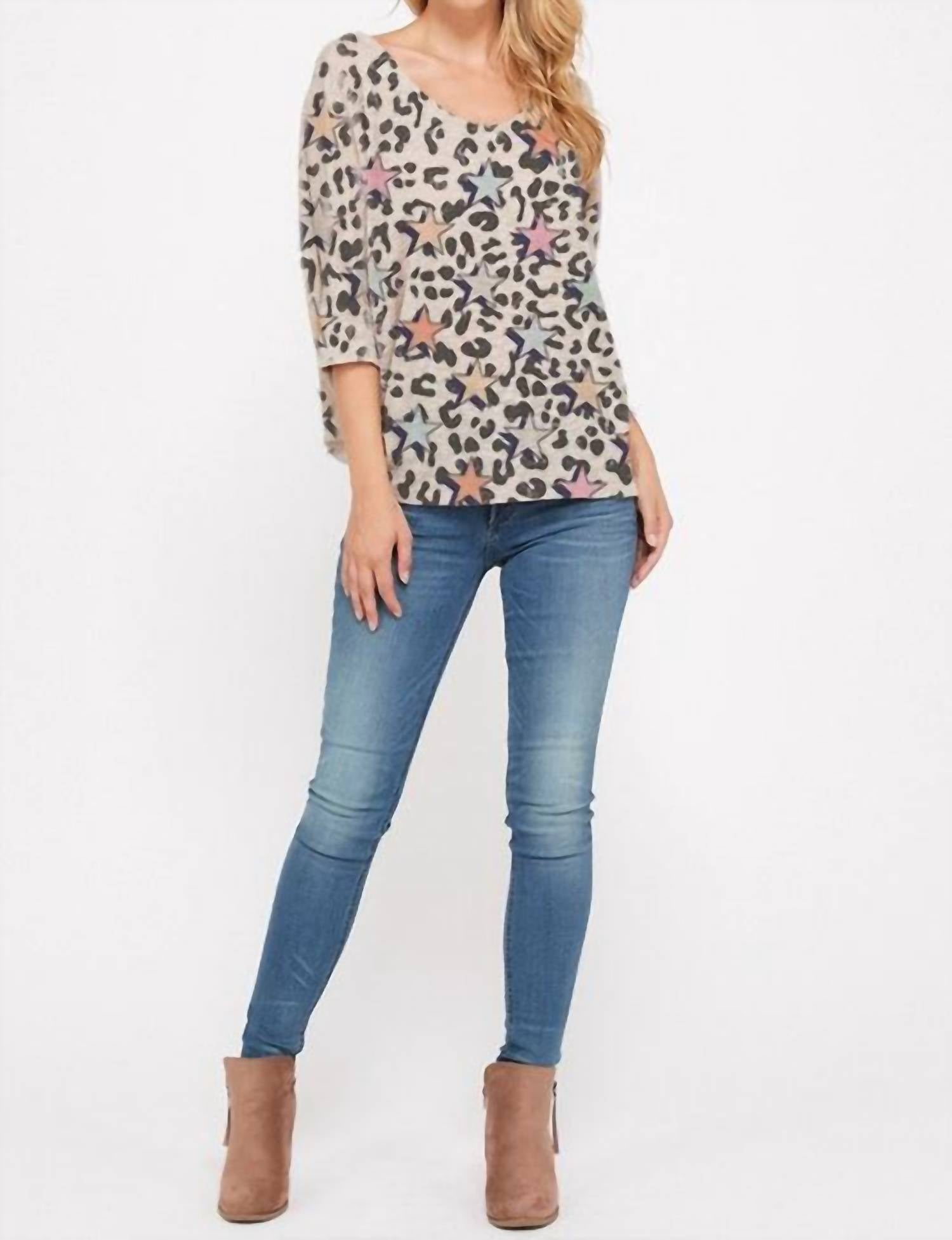 Phil Love - Stars & Leopard Knit Top