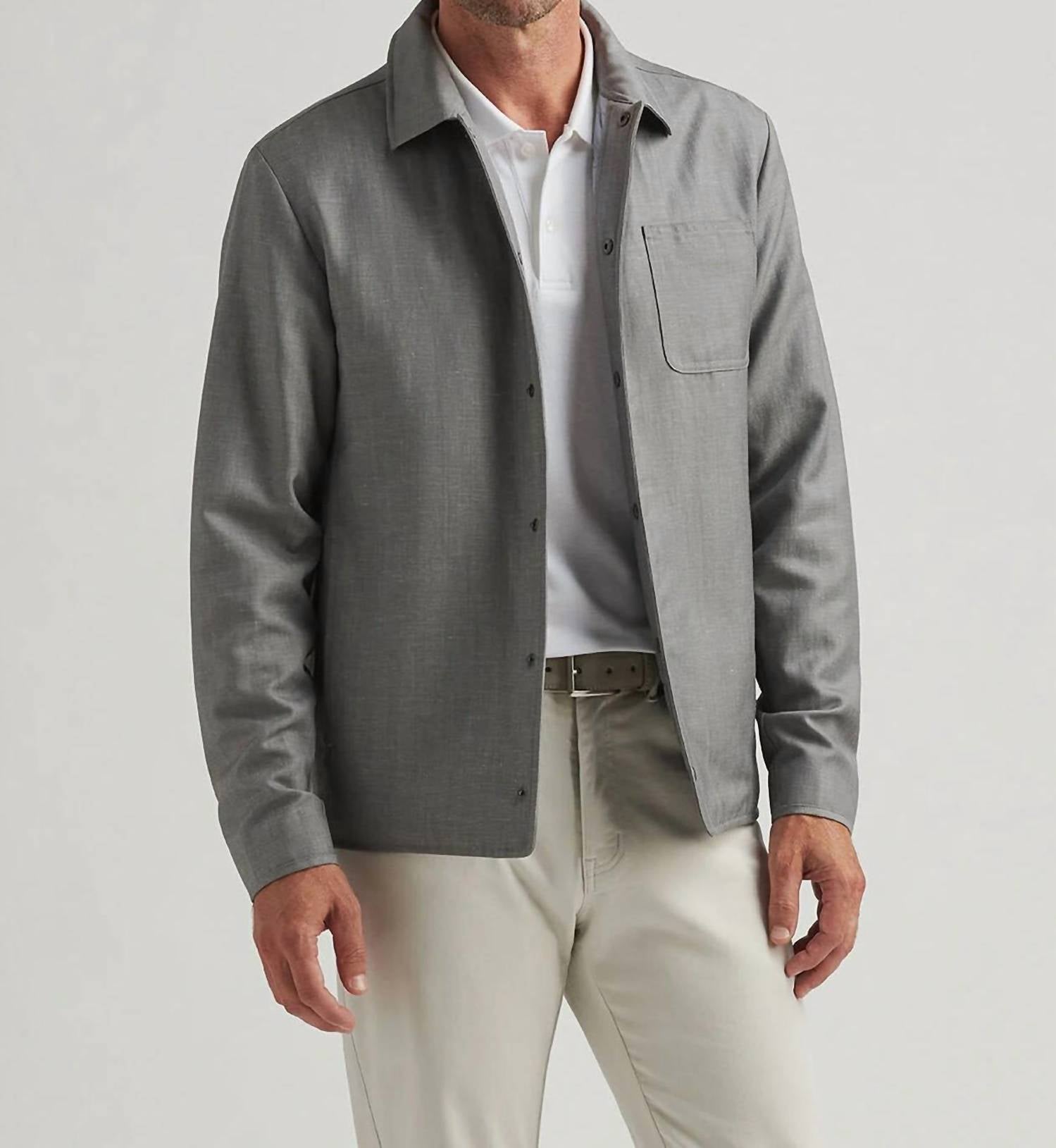 PETER MILLAR Portland Shirt Jacket in gale gray - men's jacket