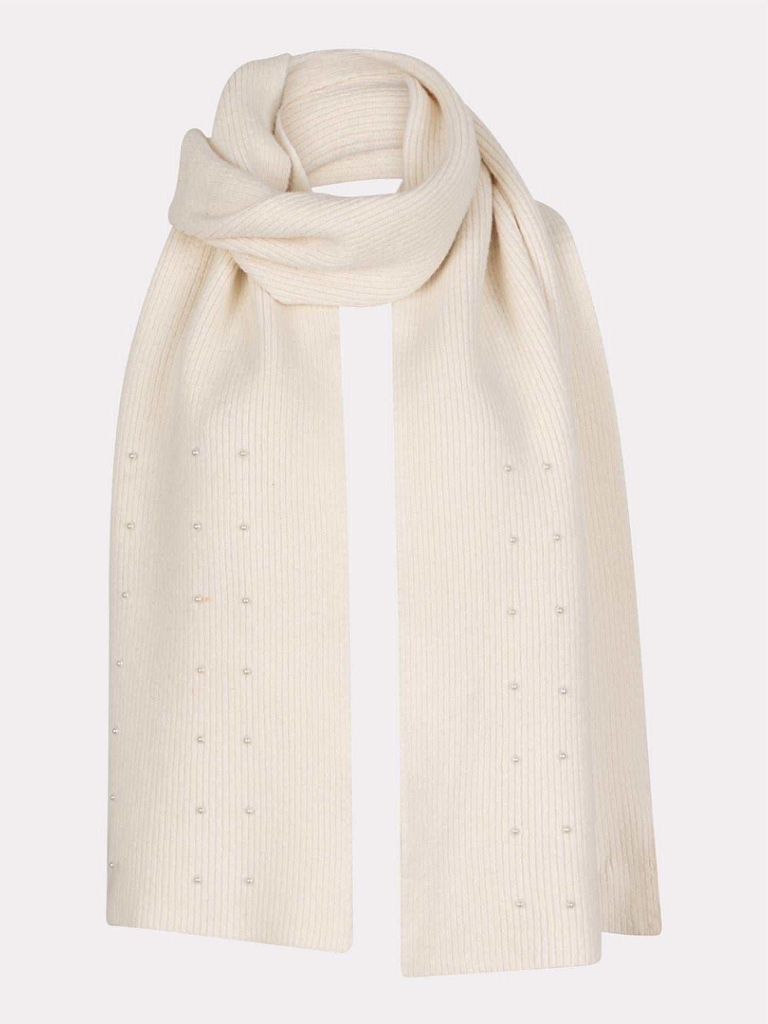 ESQUALO Pearls Scarf in off white - women's scarf