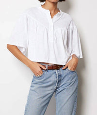 bobi Blake Boho Henley Blouse in white - women's blouse