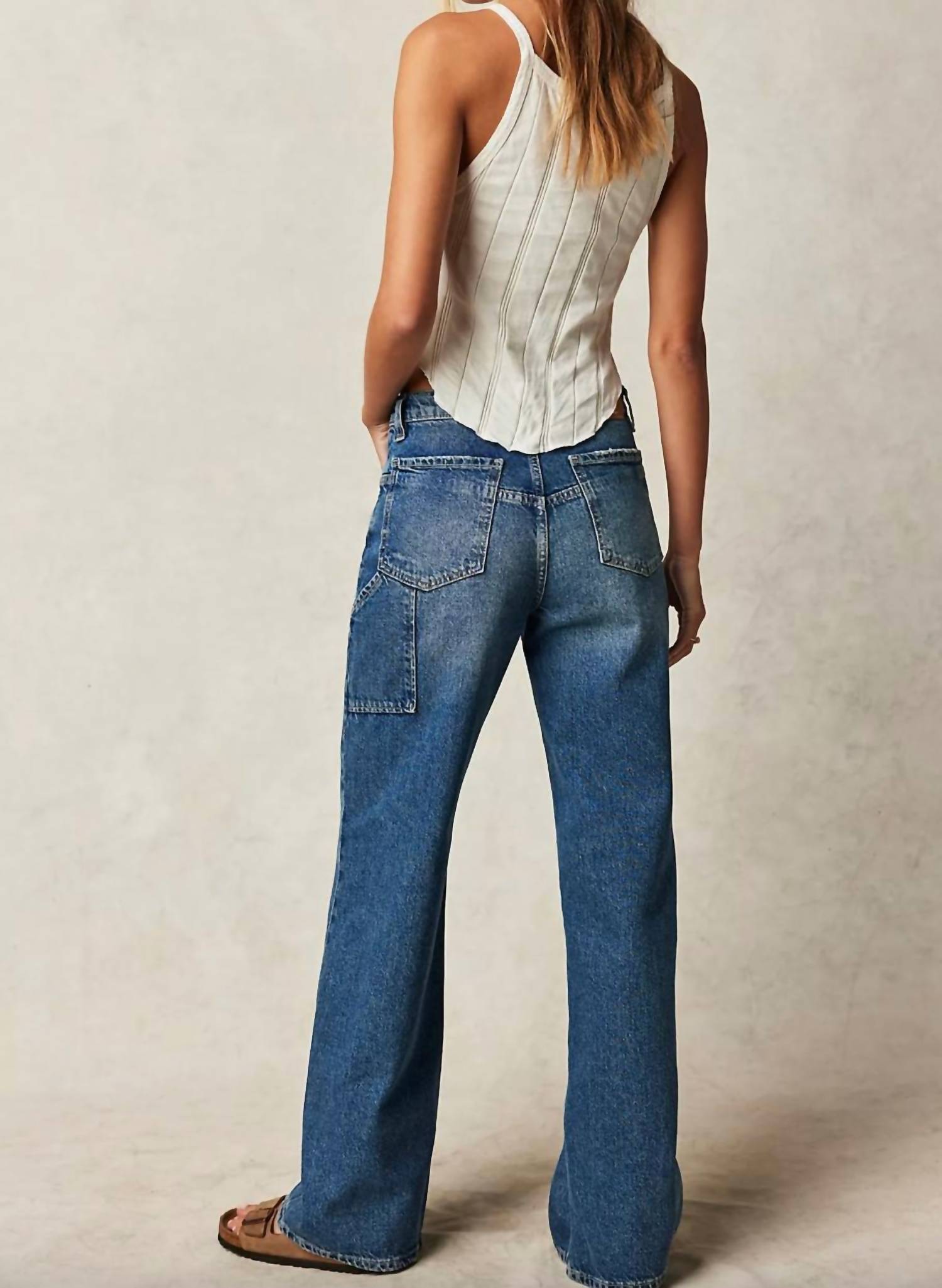 Free People Tinsley Baggy High Rise Jeans in hazey blue - women's jeans - alternate view