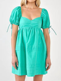 English Factory - Pleat Detail Puff Sleeve Dress