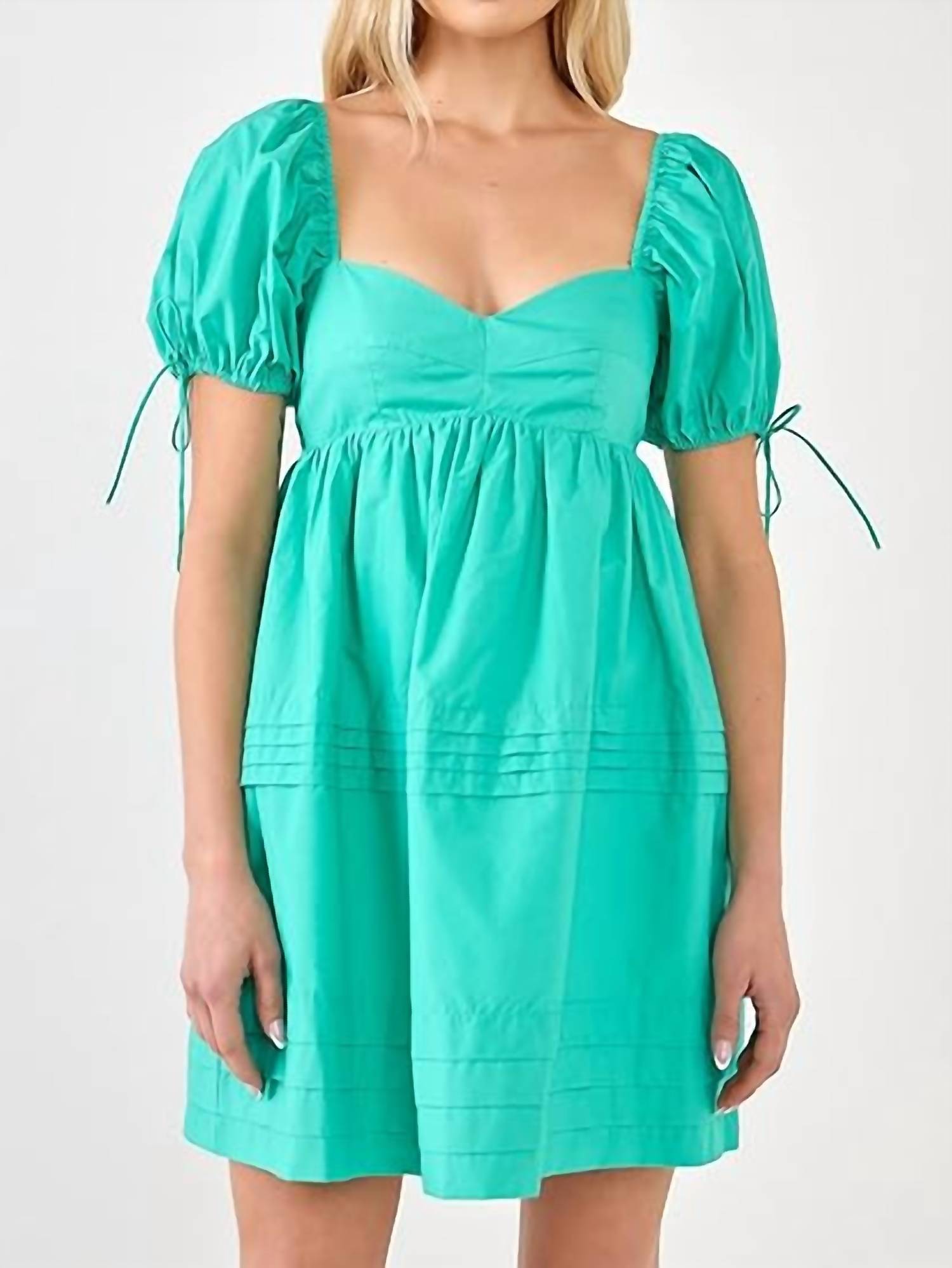 English Factory - Pleat Detail Puff Sleeve Dress