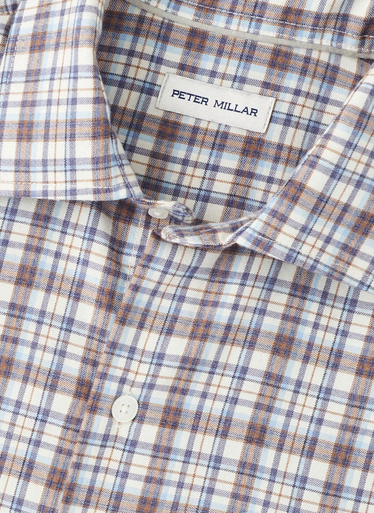 PETER MILLAR Waynesville Performance Flannel Shirt in winter ivory - men's shirt - view 4