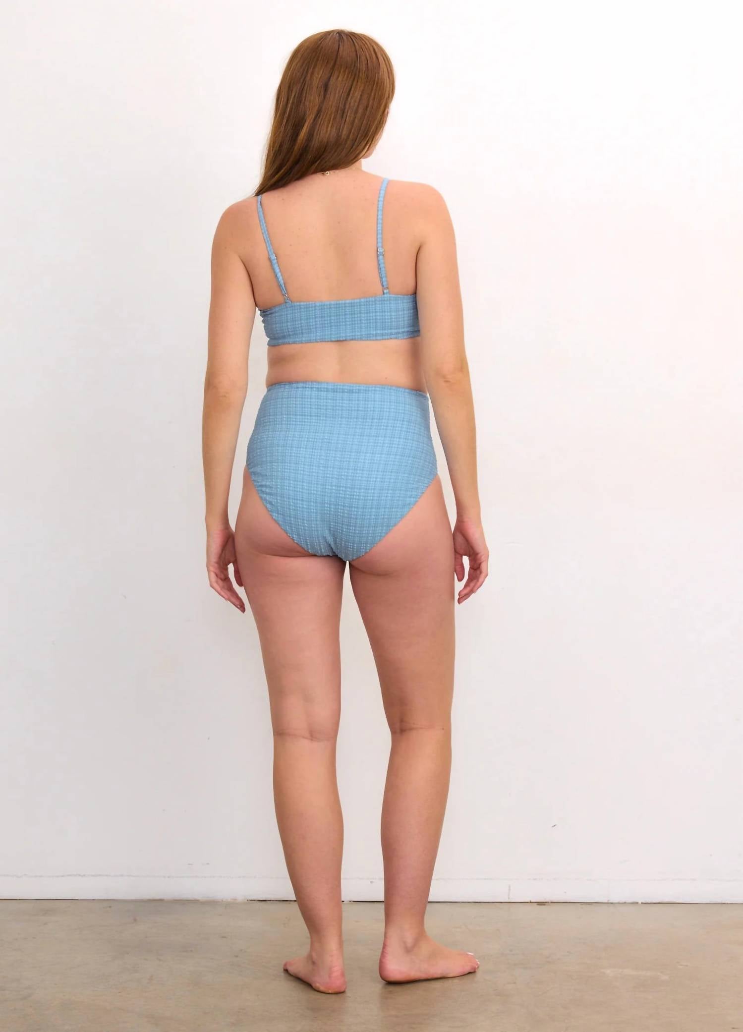 Hatch The Zanzibar Maternity Bikini in blue mini gingham - women's swimwear - detail view