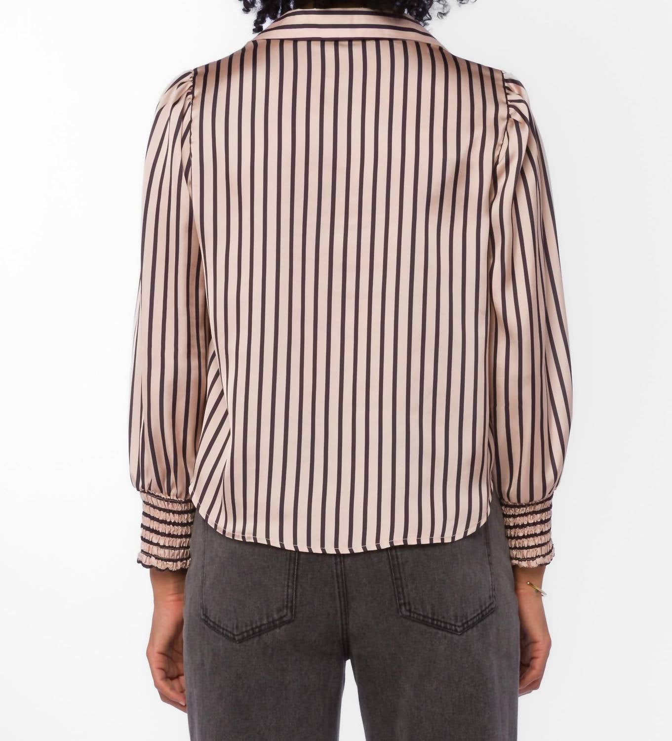 Velvet Heart Kat Blouse in goldie striped - women's blouse - alternate view