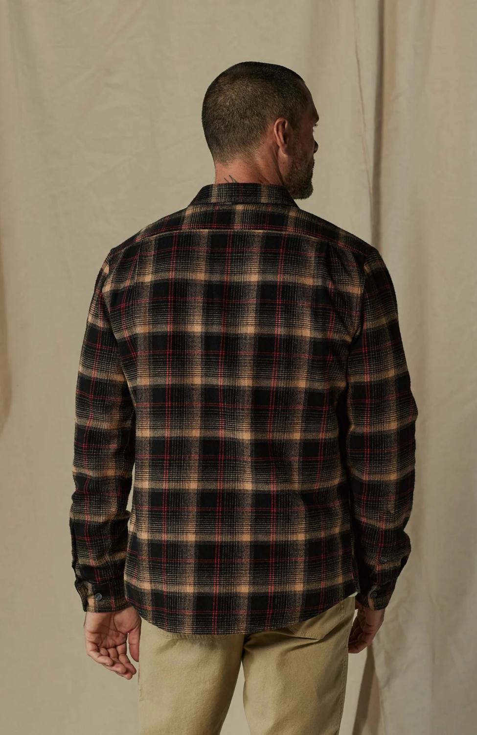 The Normal Brand Louis Heavyweight Flannel Shirt in black plaid - men's shirt - alternate view
