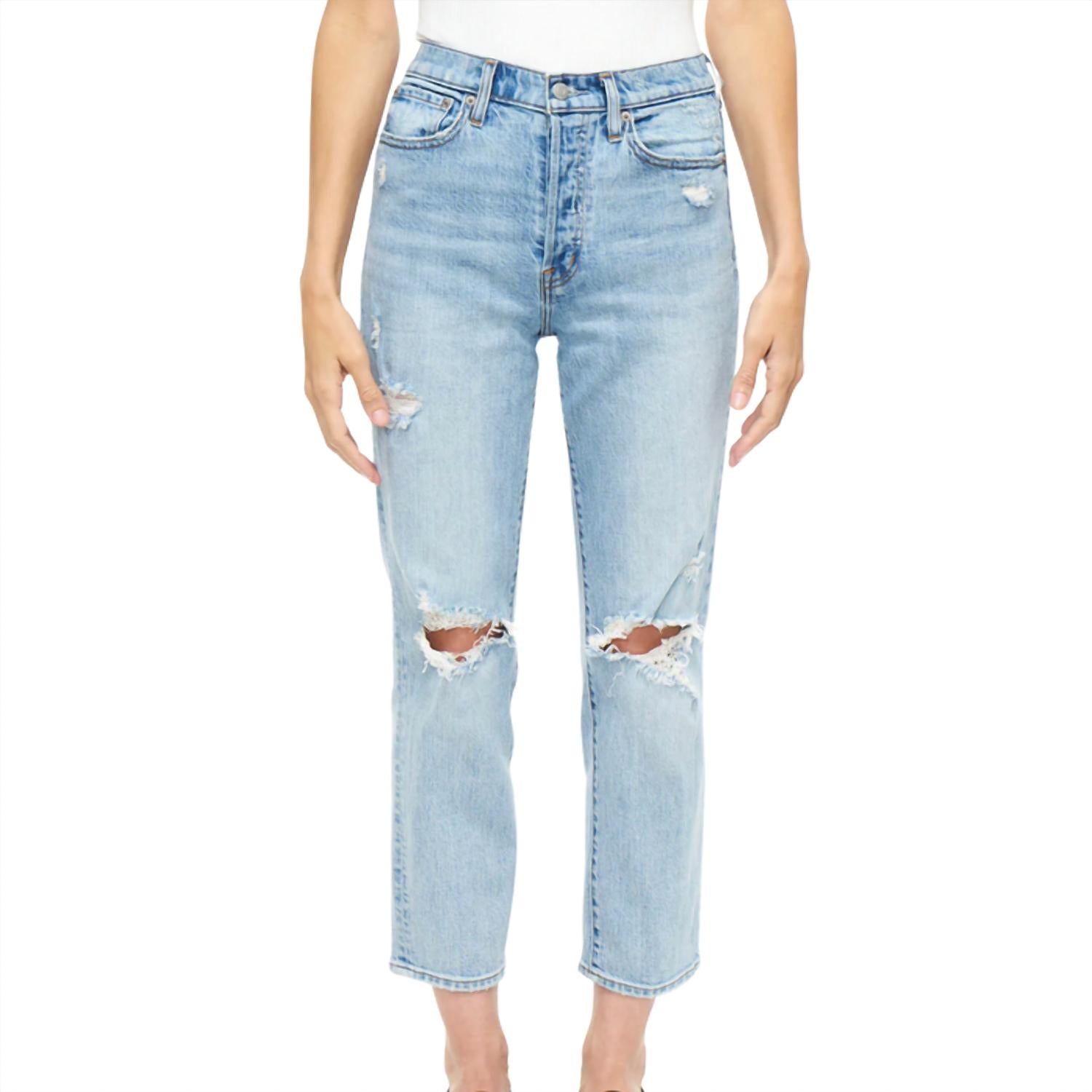 PISTOLA Charlie High Rise Straight Jean in bali distressed - women's jeans