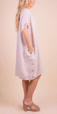 Gigi Moda - Bobbio Linen Short Sleeve Midi Dress