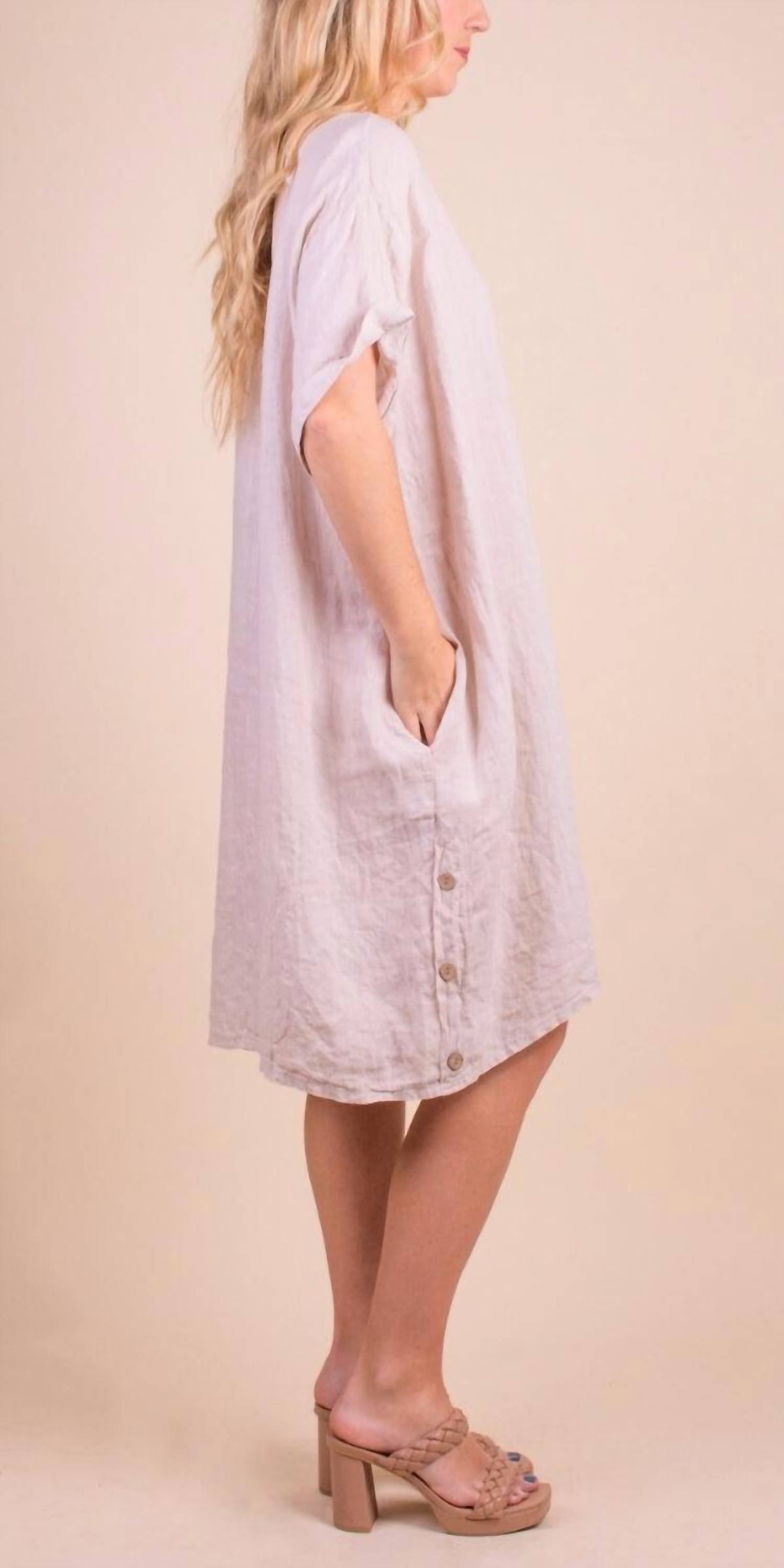 Gigi Moda - Bobbio Linen Short Sleeve Midi Dress