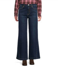 Dear John Denim - Fiona Stretch Denim High Rise Snap Wide Leg Jeans