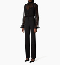 Nina Ricci - Ruffled High Neck Crinkled Silk Muslin Top