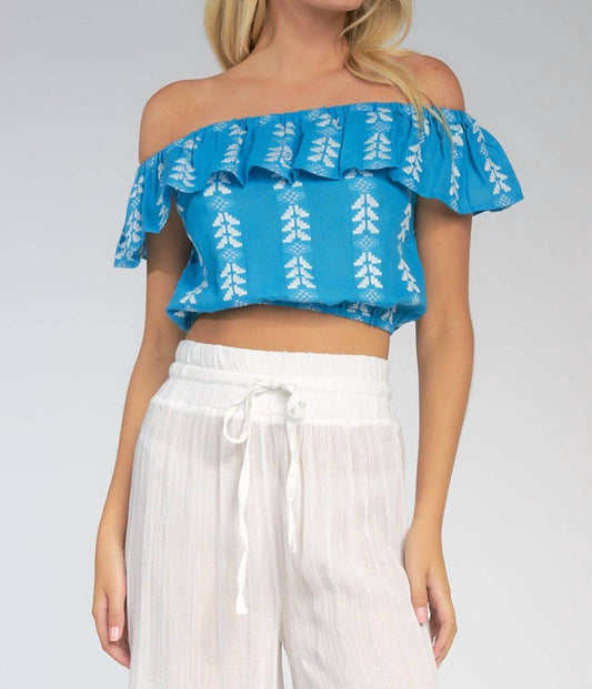 Elan - Embroidered Ruffles Crop Top