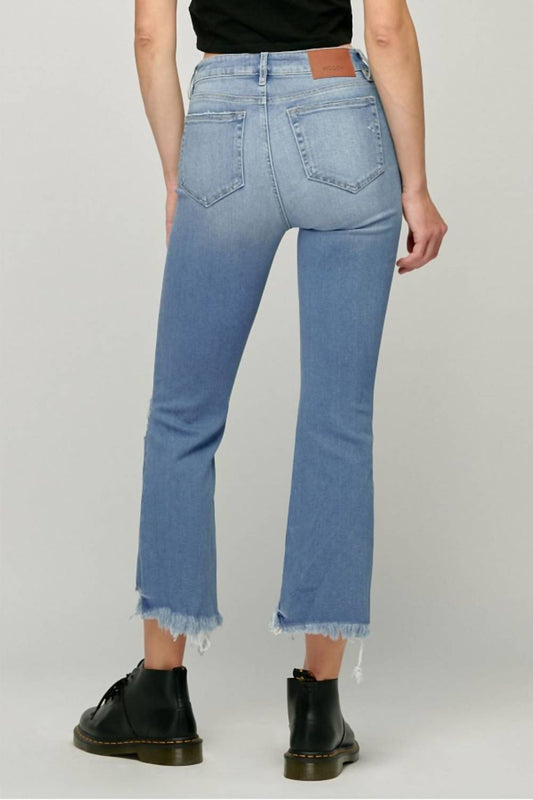Hidden - Happi Crop Flare With Frayed Uneven Hem Jeans