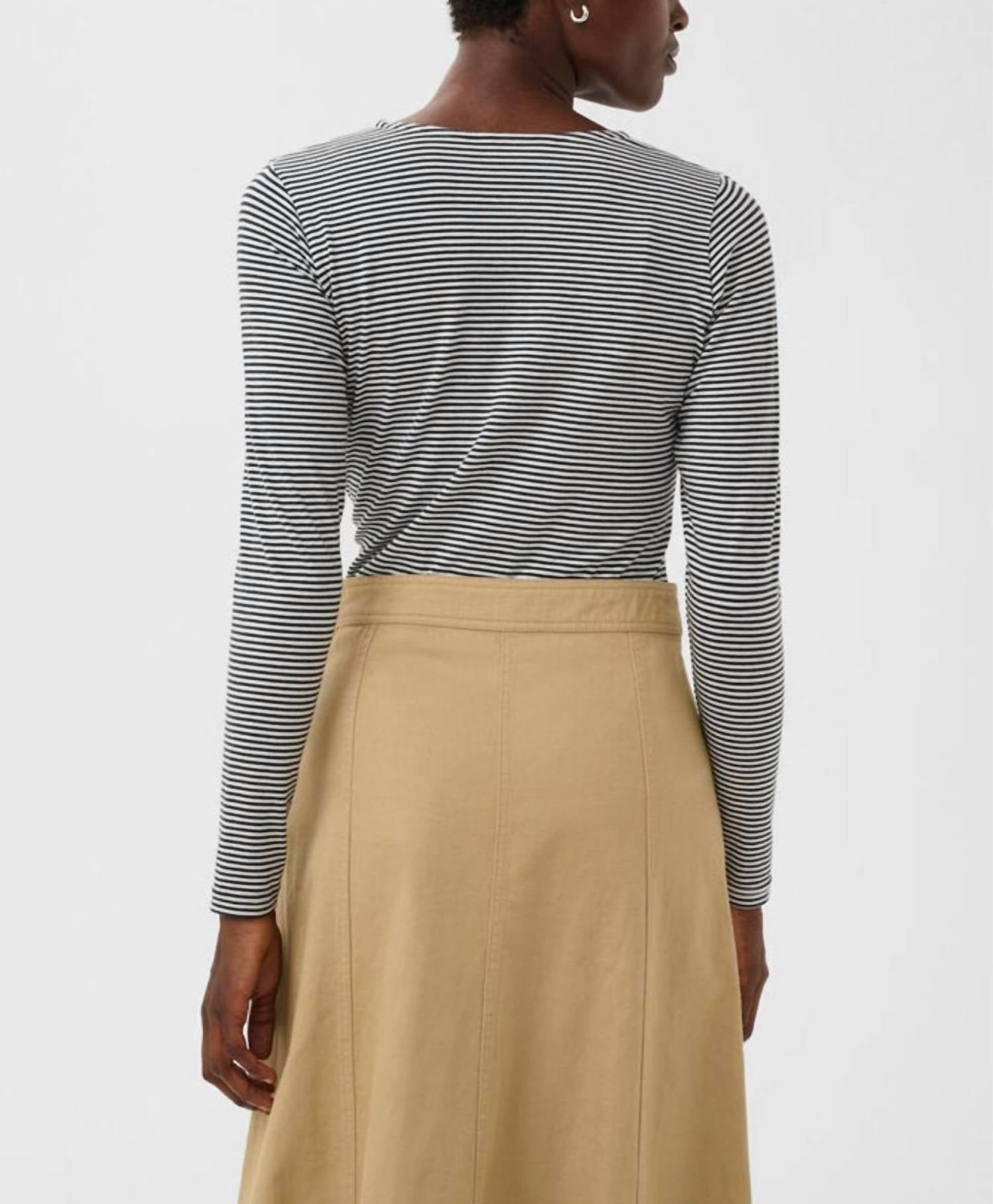 Part Two Nemajas Long Sleeve Tee in dark navy - women's long sleeve top - detail view