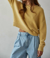 By Together - Knit Sweater Crew Neck Long Sleeve Pullover Top