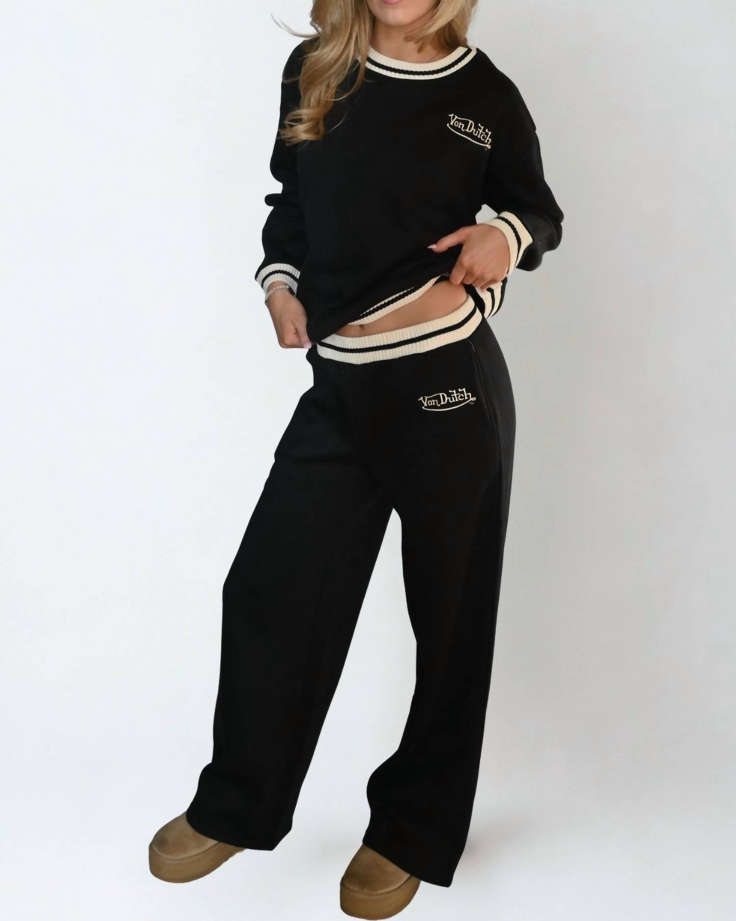 Vintage Havana - Von Dutch Fleece Wide Leg Pants