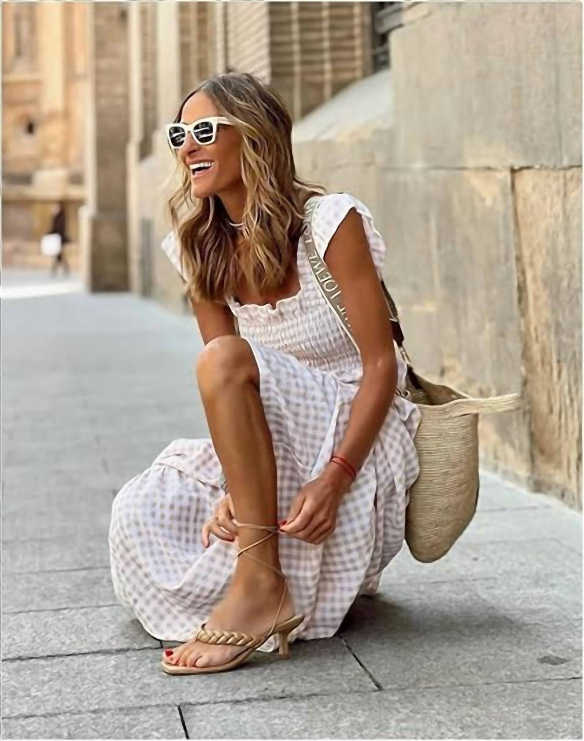 By A Thread - Tami Smocked Checker Dress