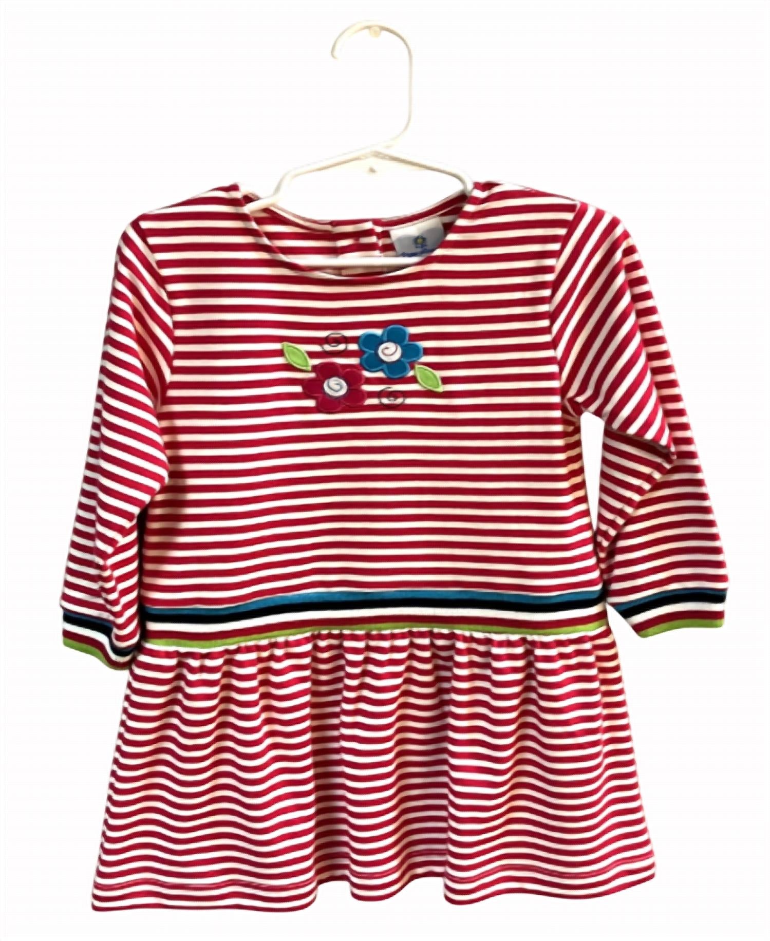 Florence Eiseman Girl's Striped Dress With Flowers in hot pink white - kids' dress