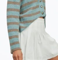 CROPPED HIGH-LOW STRIPED CARDIGAN